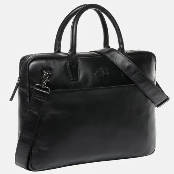 Sid & Vain Laptop bag BOSTON smooth leather black